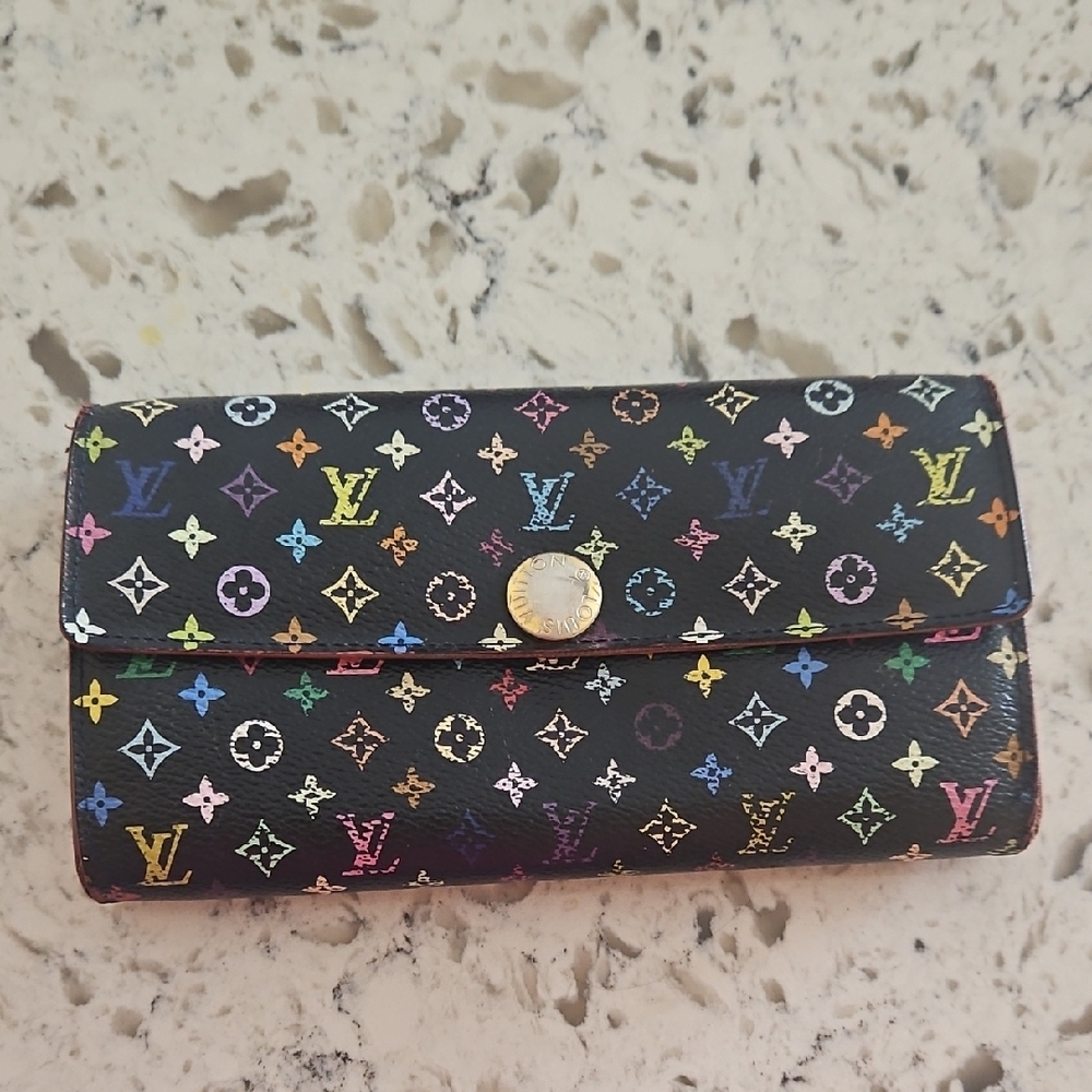 Louis Vuitton Sarah Multicolor Monogram Wallet With COA